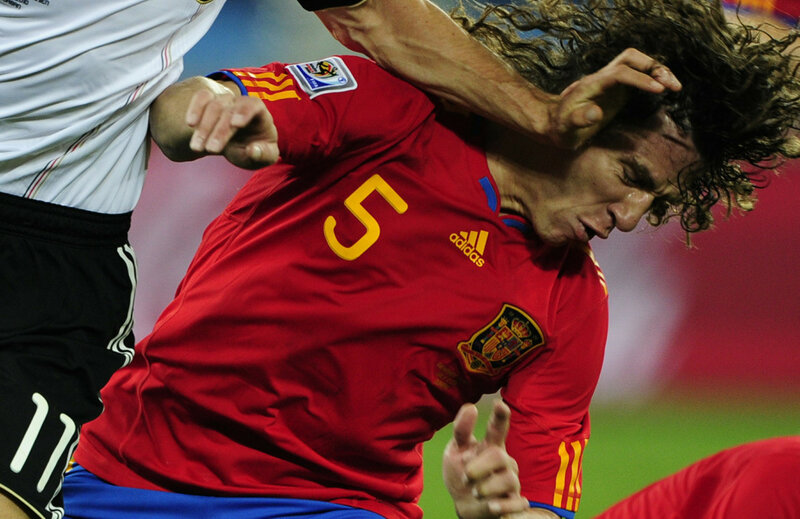 Spanish football player in action