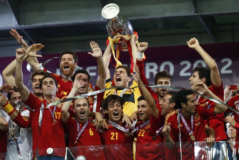 Spanish Football Team — Red, Celebratory, Photograph
