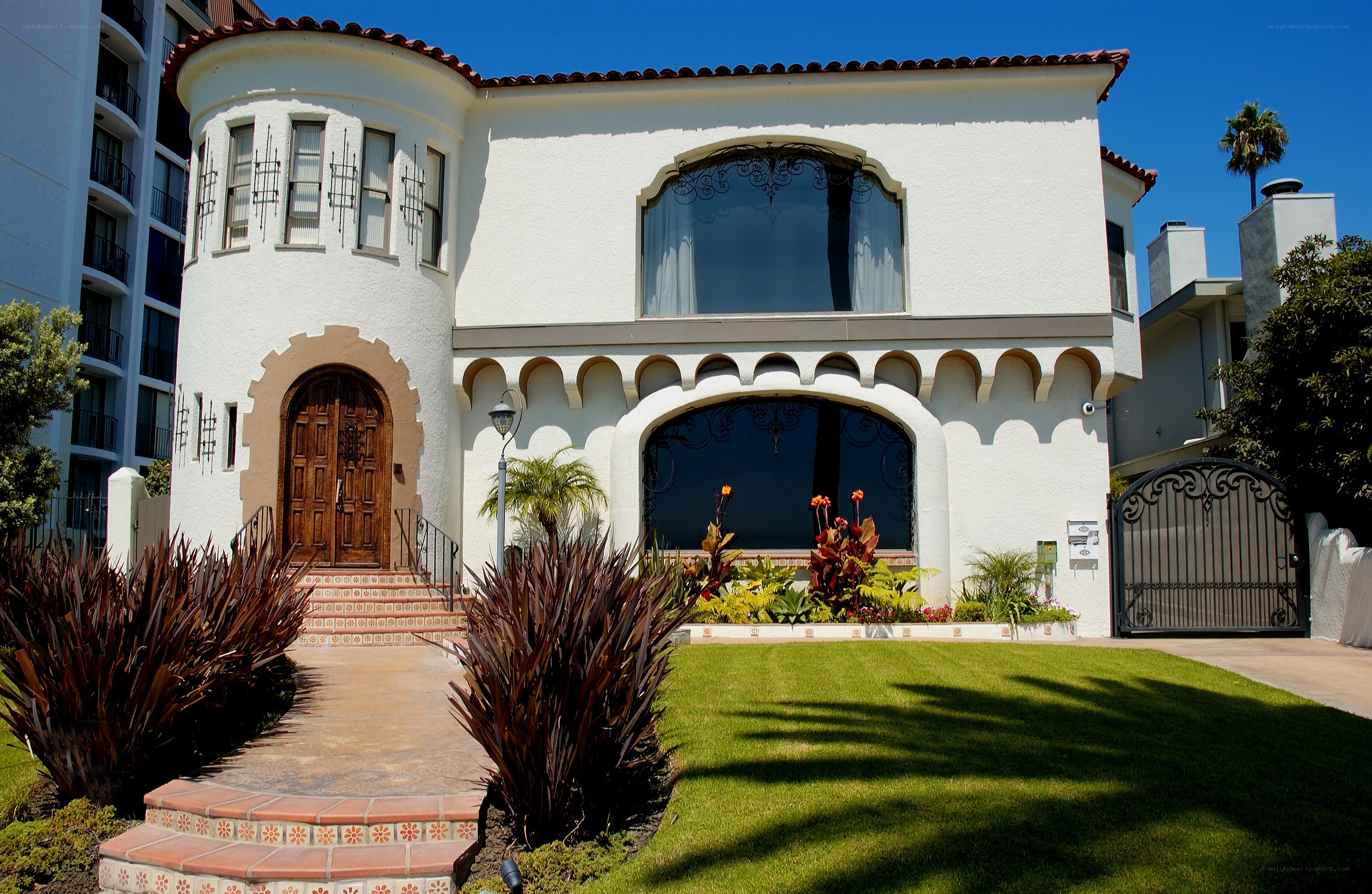 Spanish-style house with arched windows