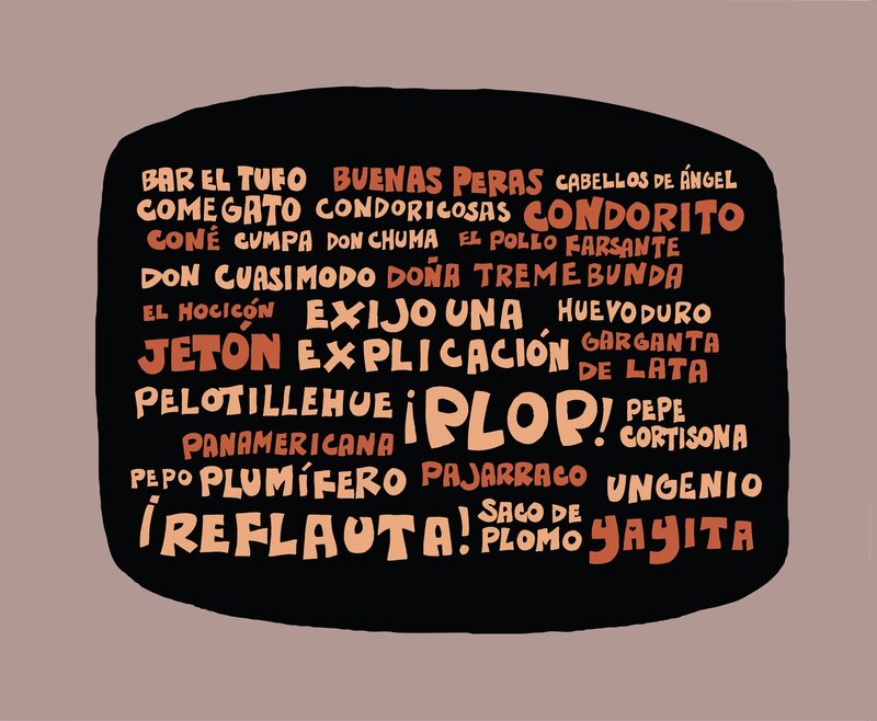 Spanish words on black background