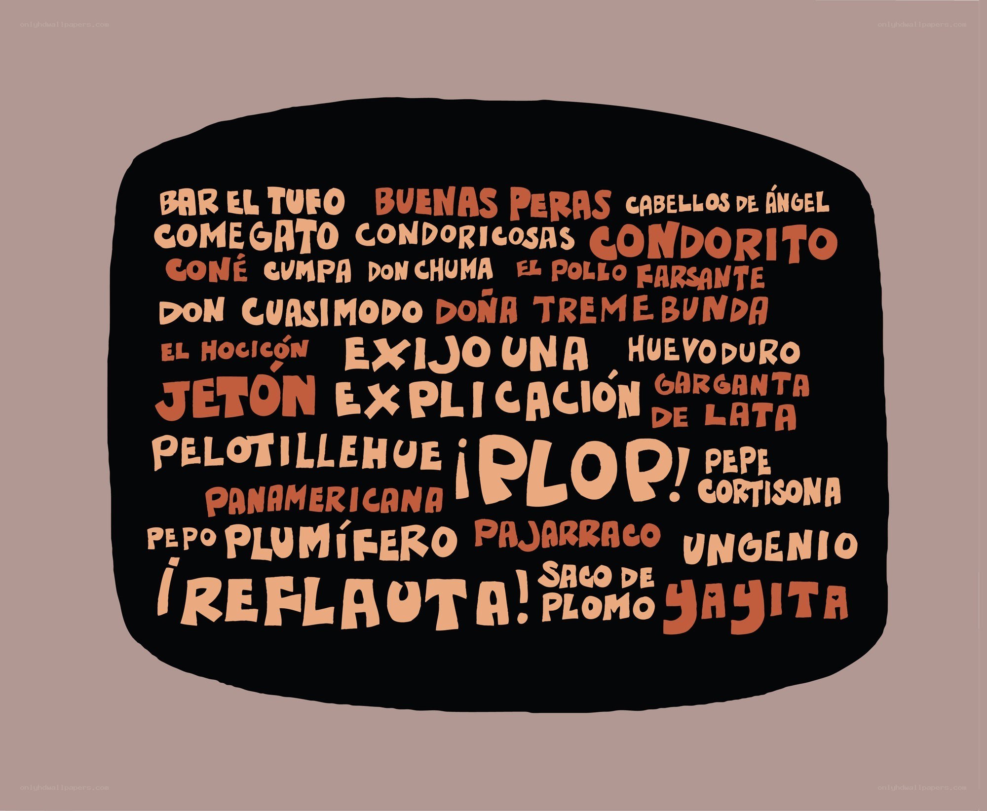 Spanish words on black background