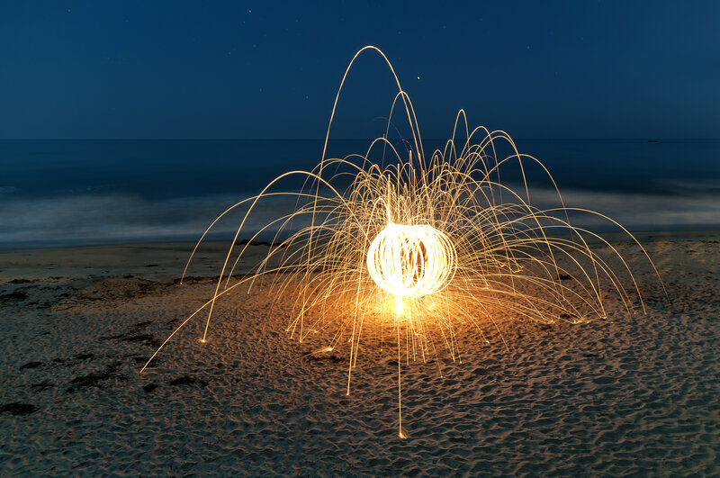 Sparking Steel on Beach