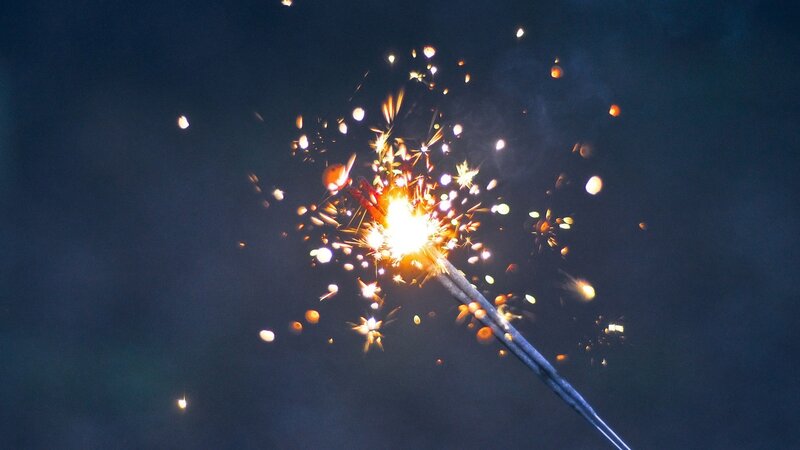Sparkler Firework — Black, Dramatic, Night, Photograph, Sparks