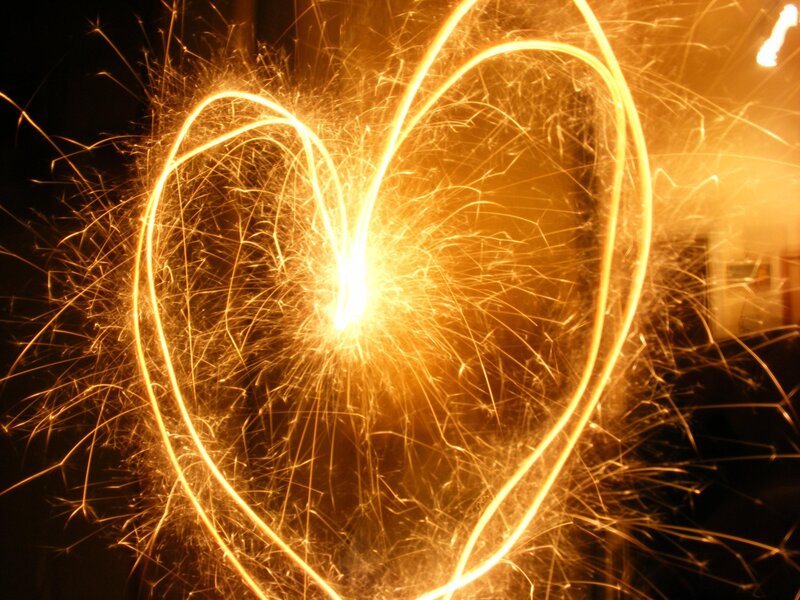 Sparkler heart light painting