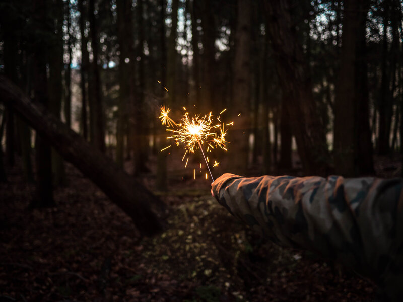 Sparkler in the forest