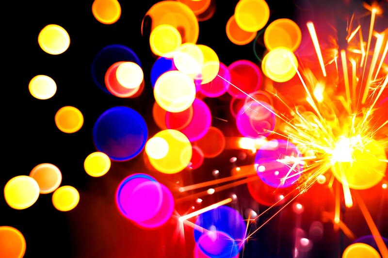Sparkler with Bokeh Lights