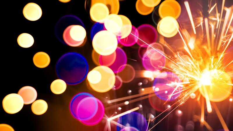 Sparkler with Bokeh Lights — Yellow