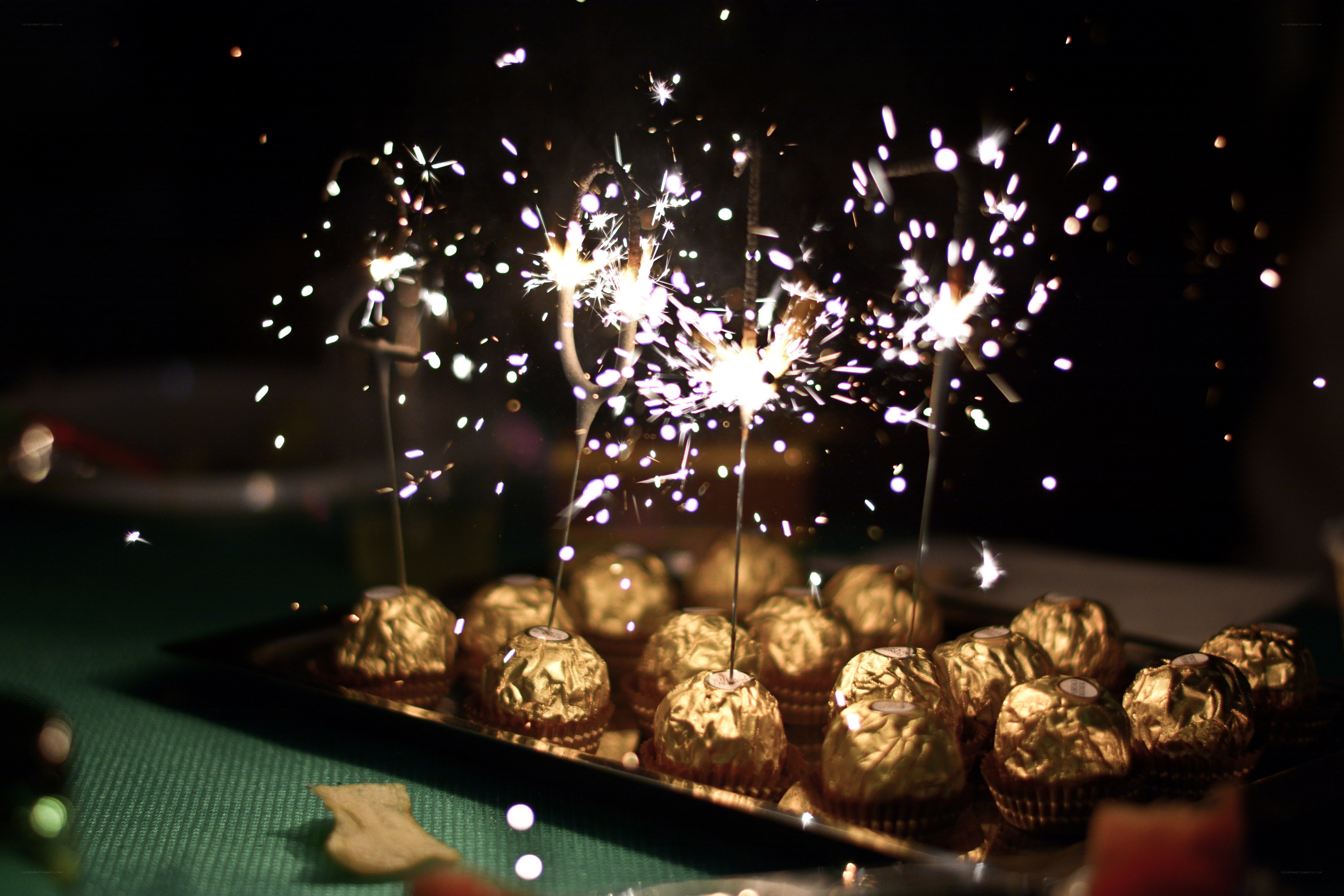 Sparklers on chocolate truffles