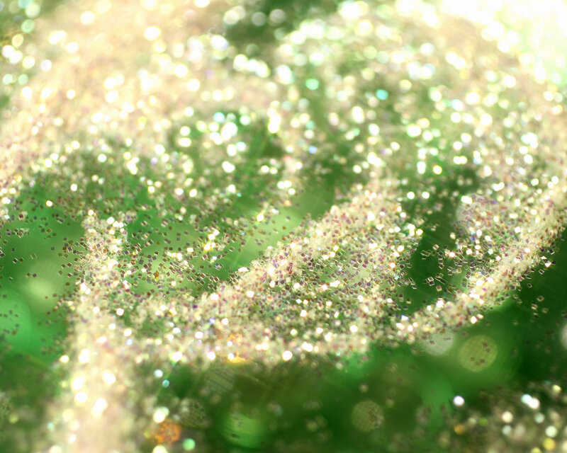 sparkling glitter on green