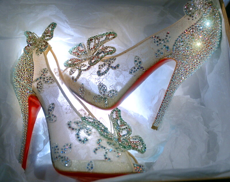 Sparkling High-heeled Shoes — White
