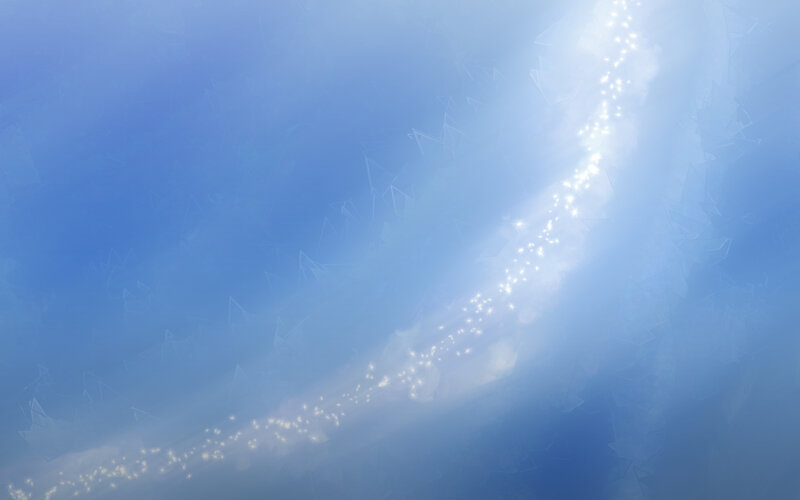sparkling light trail in blue sky