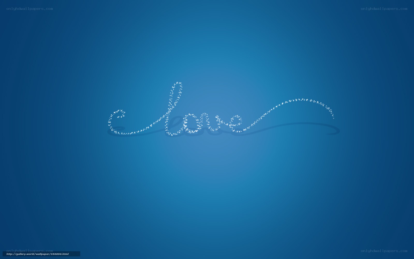 sparkling love text on blue
