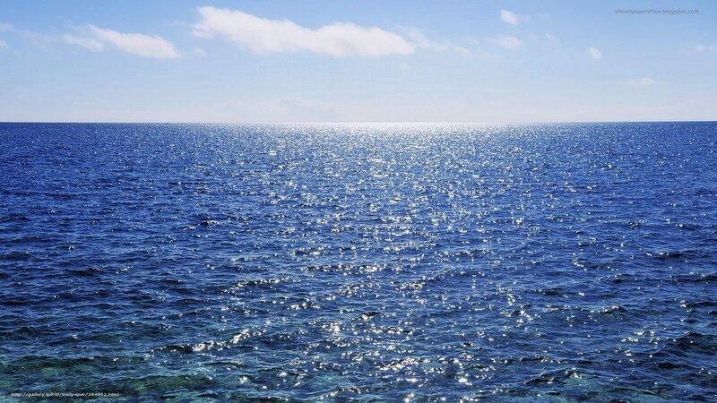 Sparkling Ocean Surface — Blue, Serene, Afternoon, Photograph, Sky, Clouds