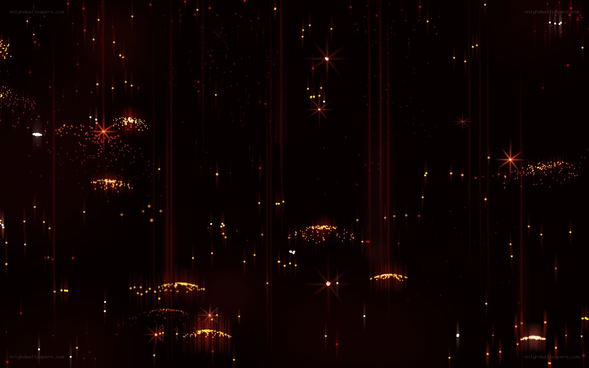 sparkling red particles falling
