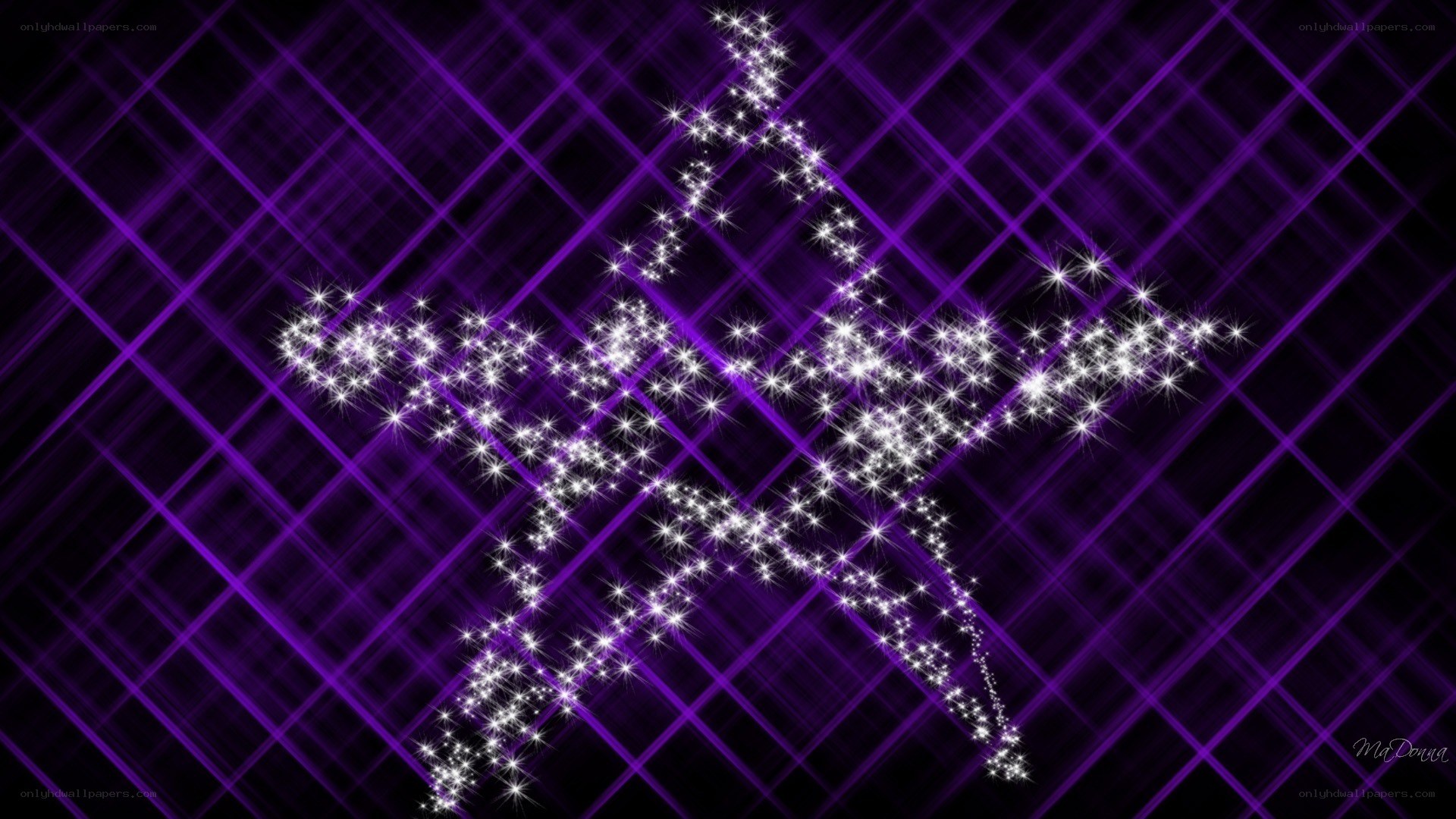 sparkling star on purple grid