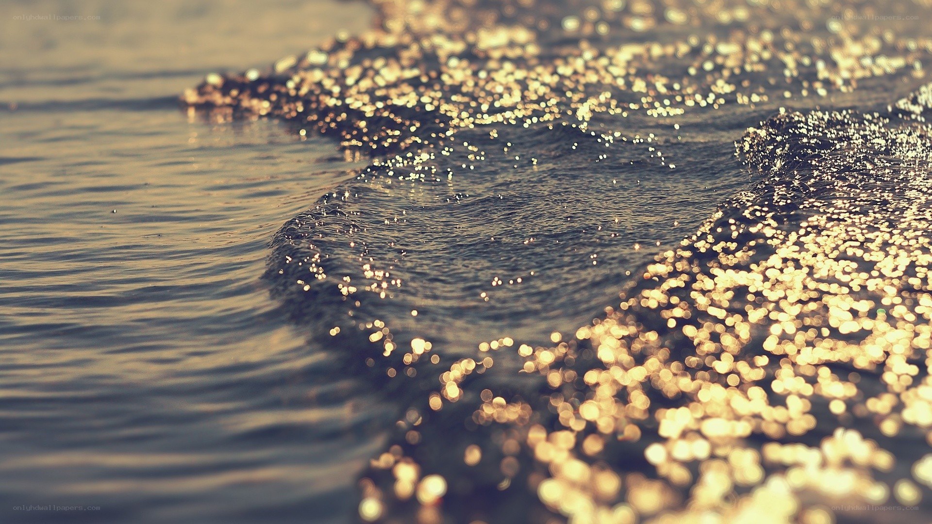 sparkling water at sunset