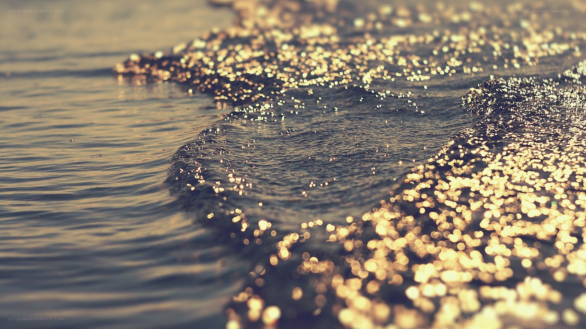 sparkling water at sunset