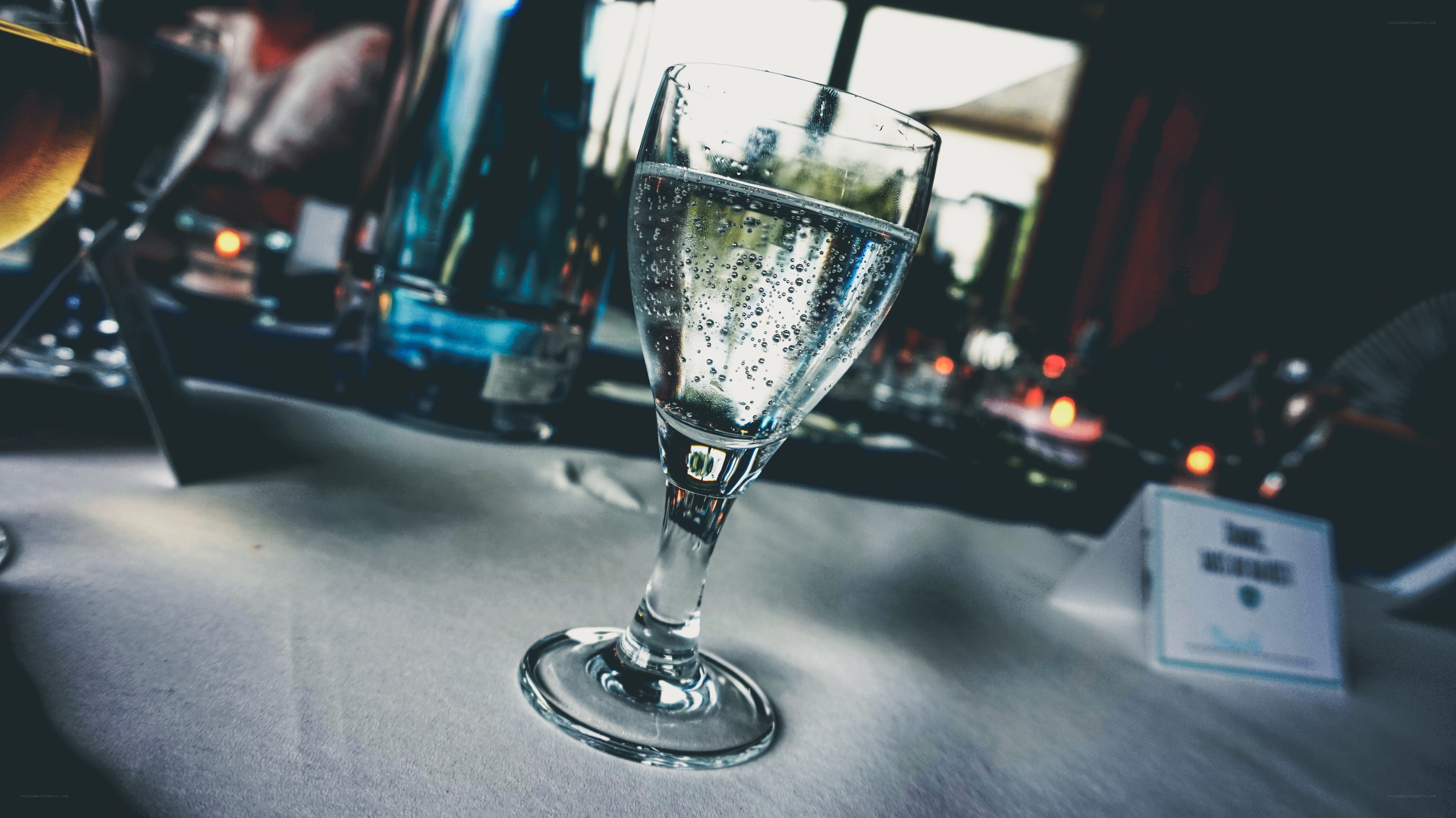 Sparkling water on a table
