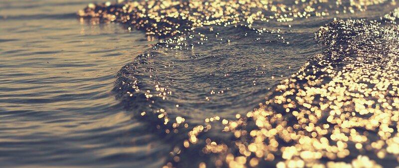 Sparkling Water Waves — Gold, Serene, Sunset, Photograph