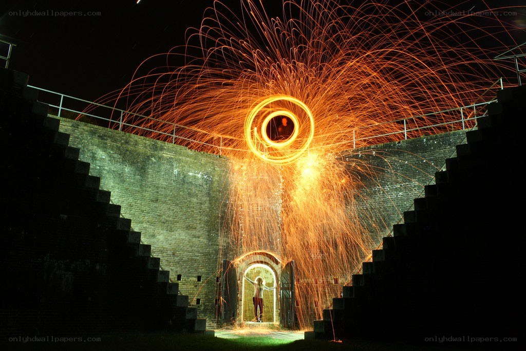 Sparks at a historic fort