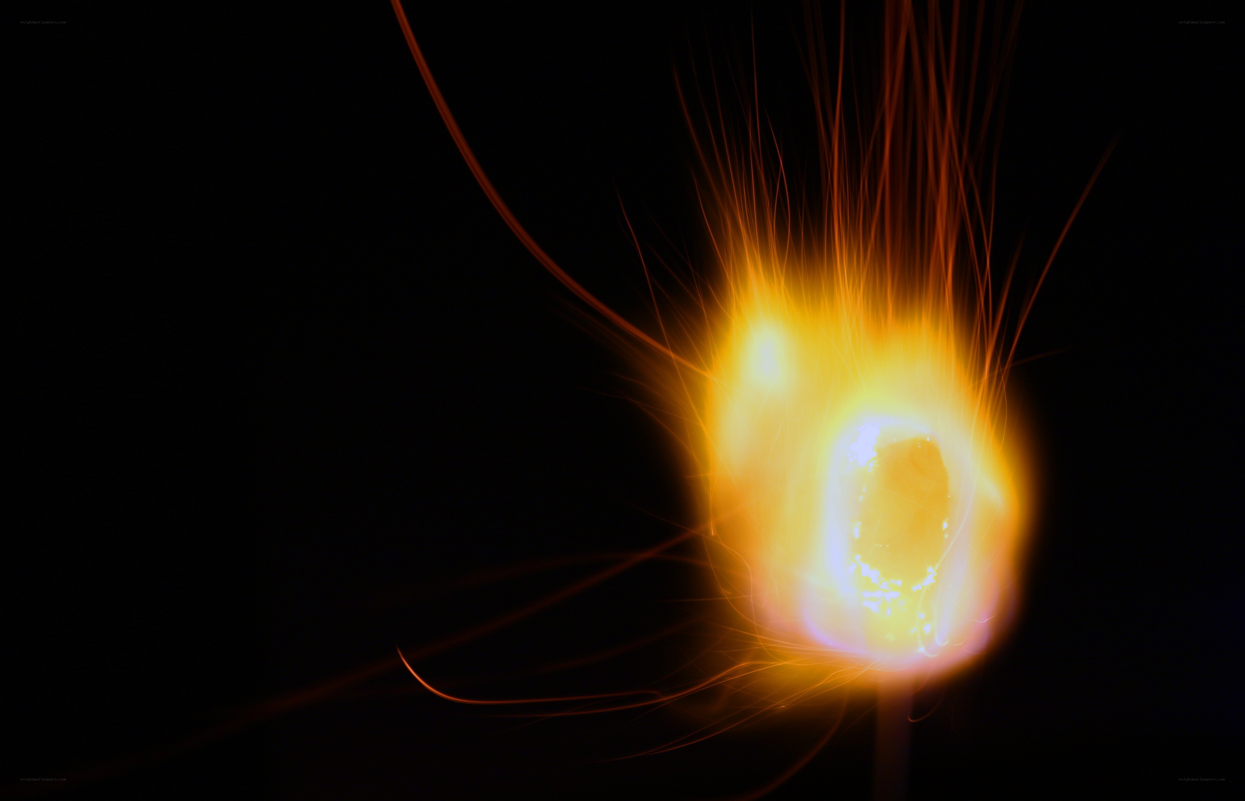 Sparks from a burning object