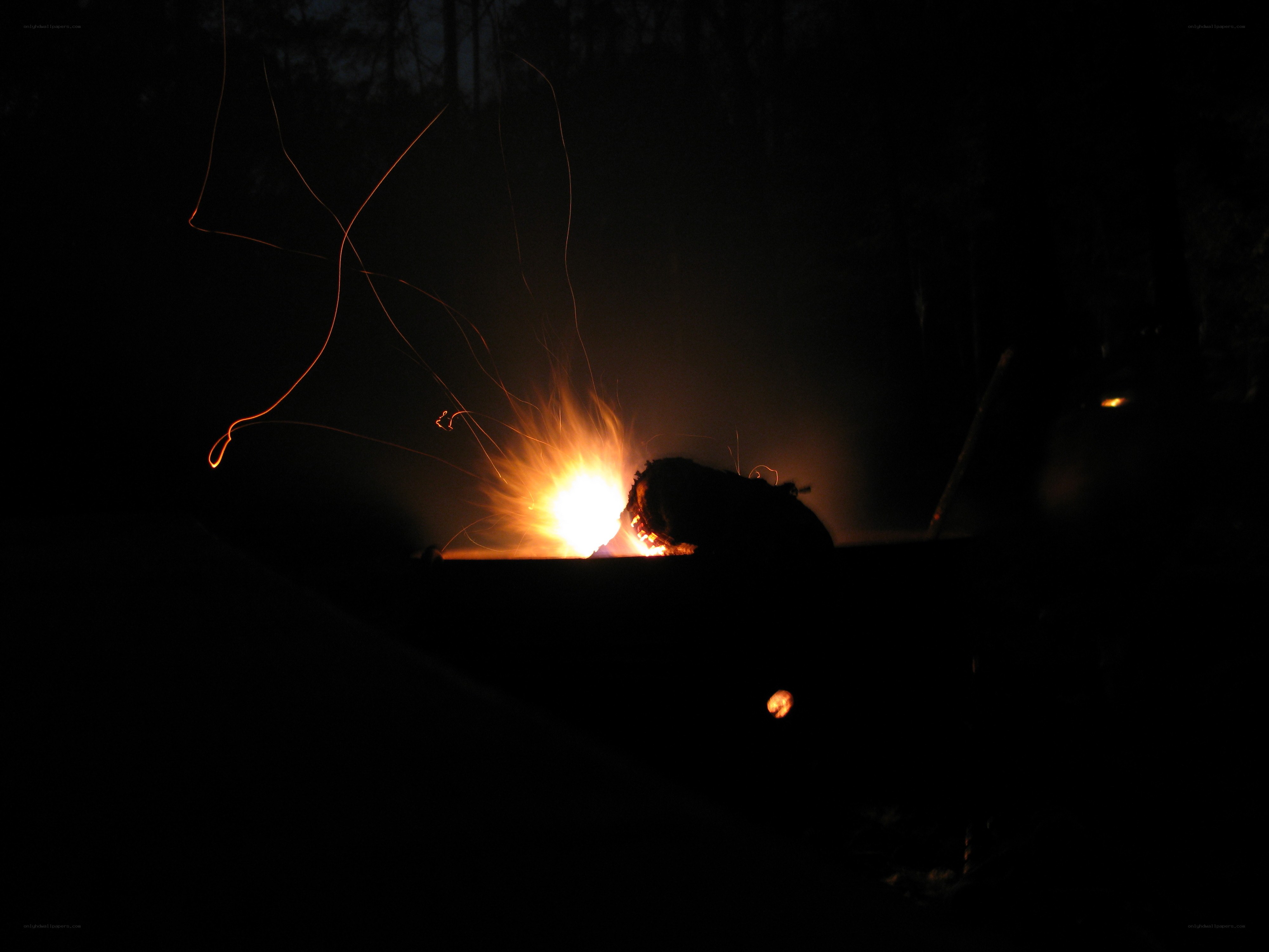 Sparks from a campfire