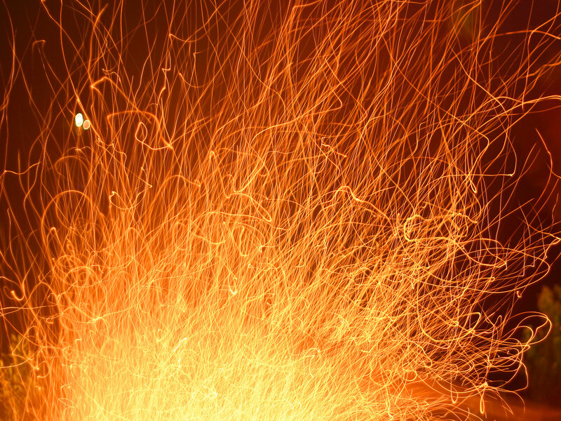Sparks from a fire
