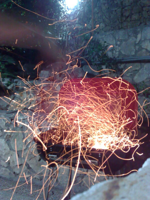 Sparks from a grill