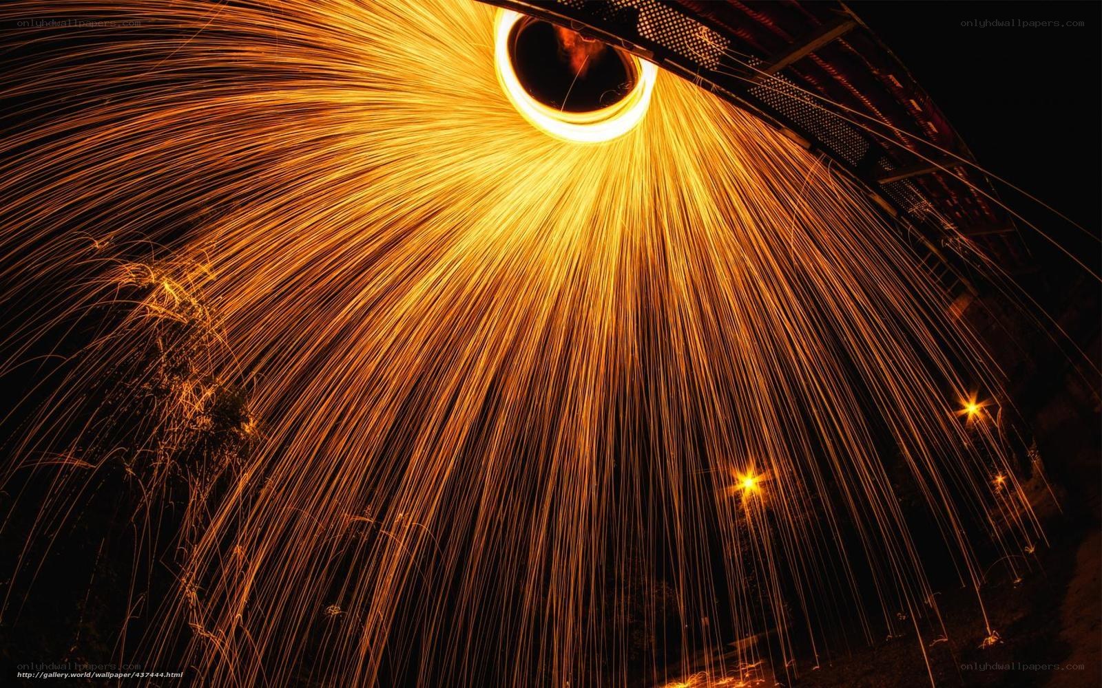 Sparks from a grinding wheel