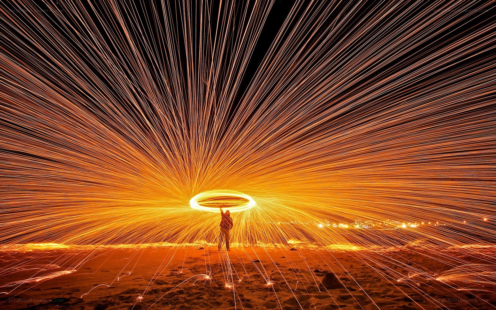 Sparks from a steel wool firework