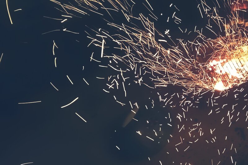 Sparks from a welding torch