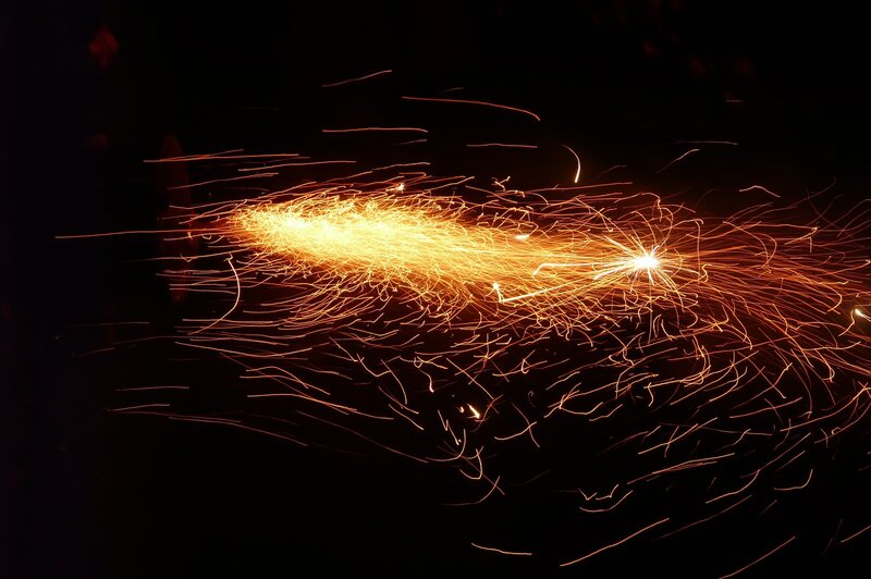 Sparks from Grinding Metal