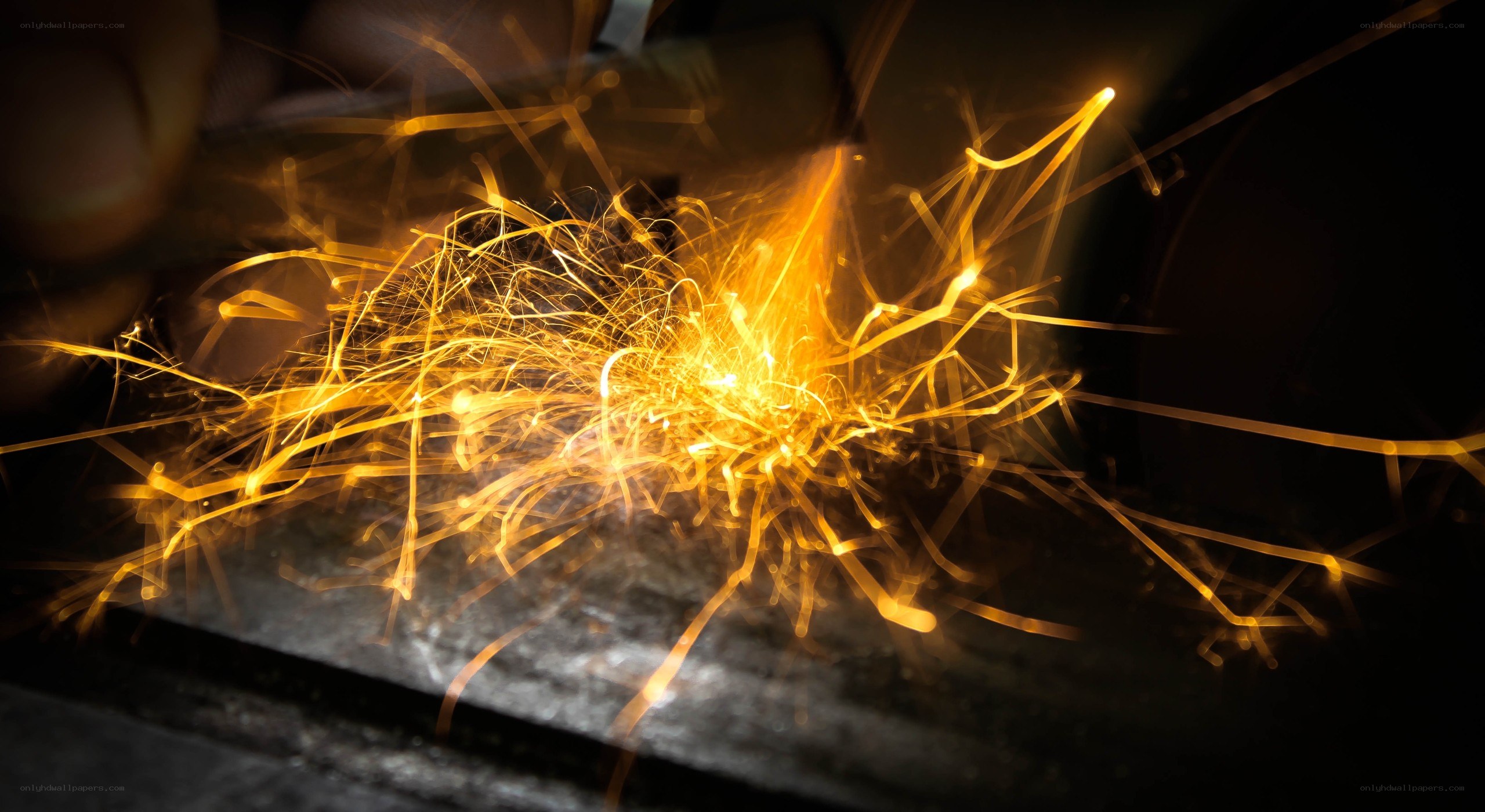 Sparks from metal grinding