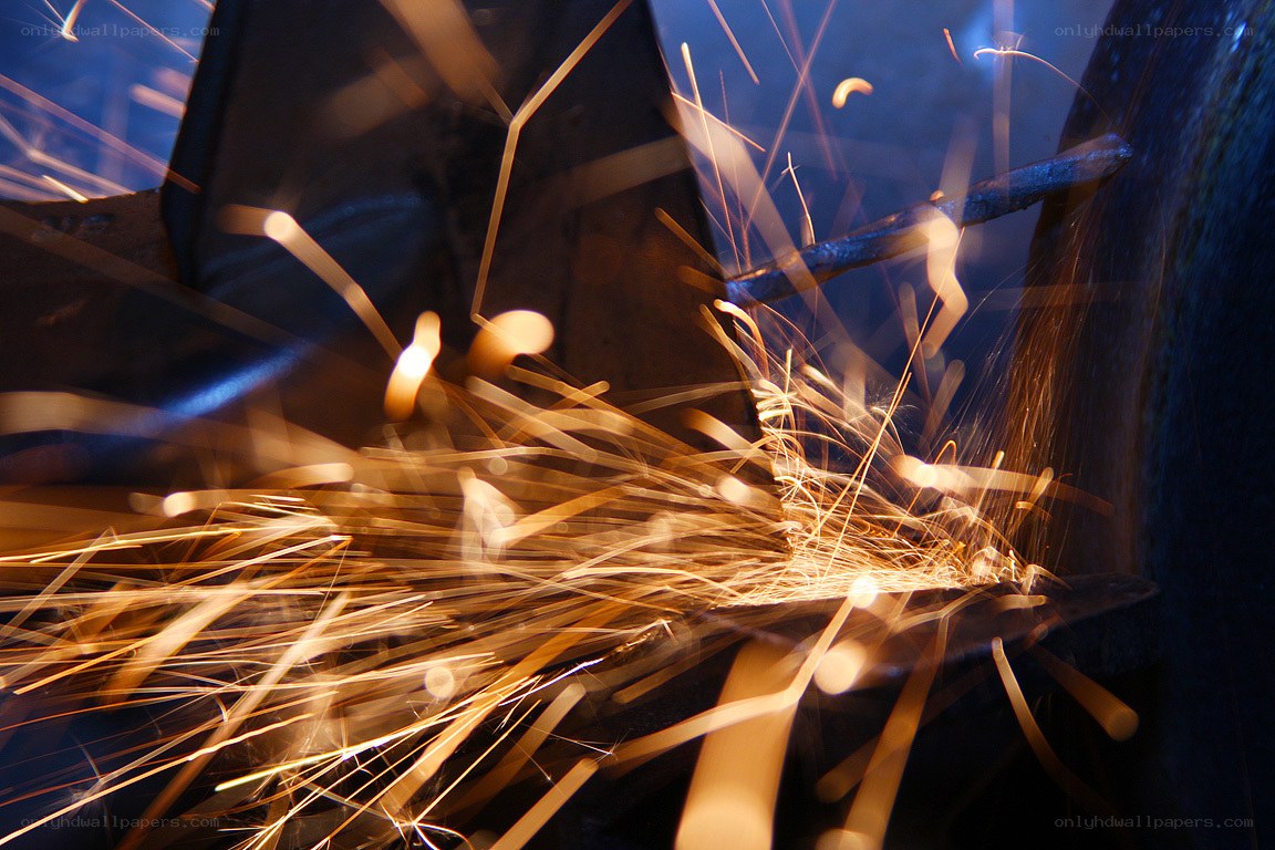 Sparks from metal grinding