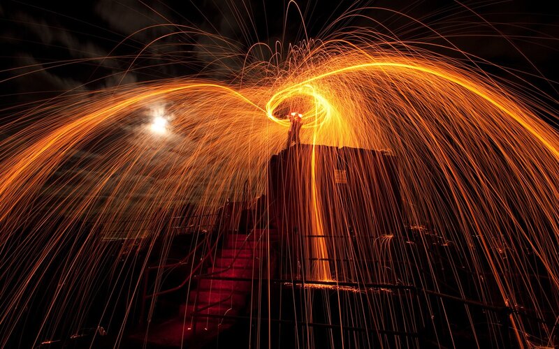 Sparks from Steel Wool — Orange