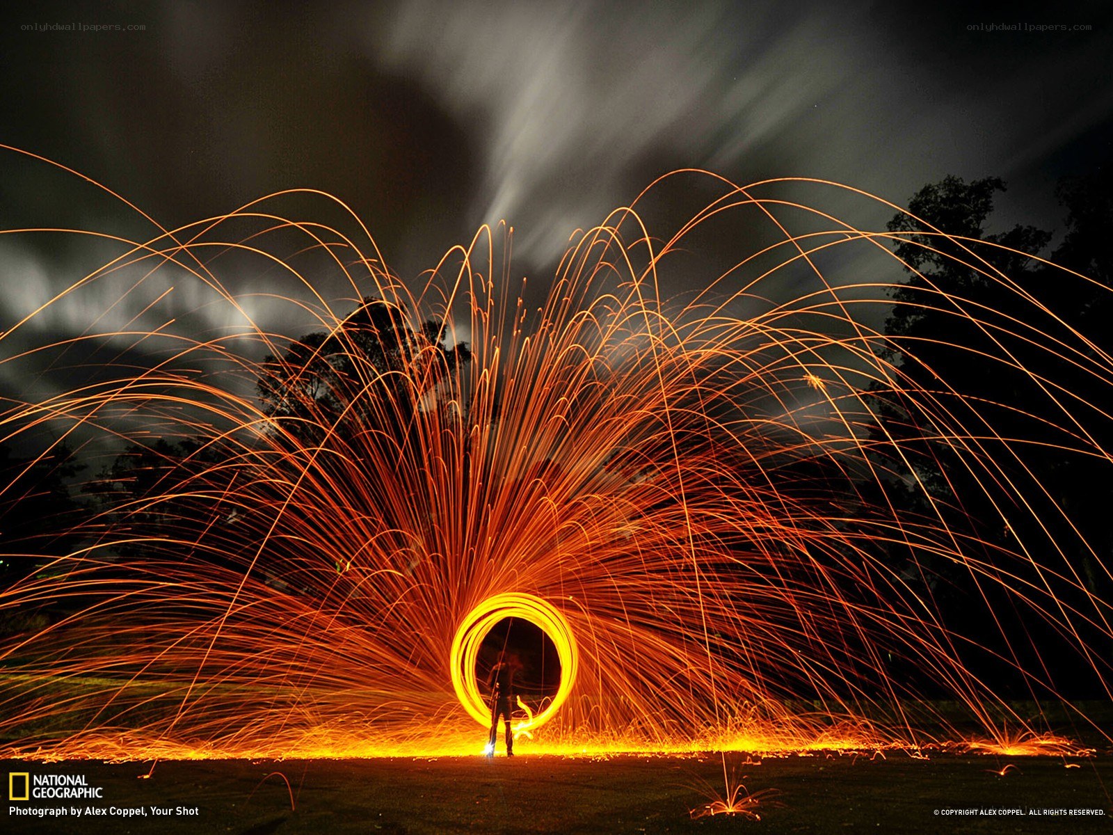 Sparks from steel wool