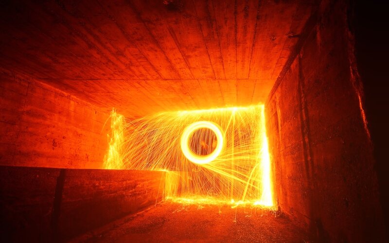 Sparks in Concrete Tunnel