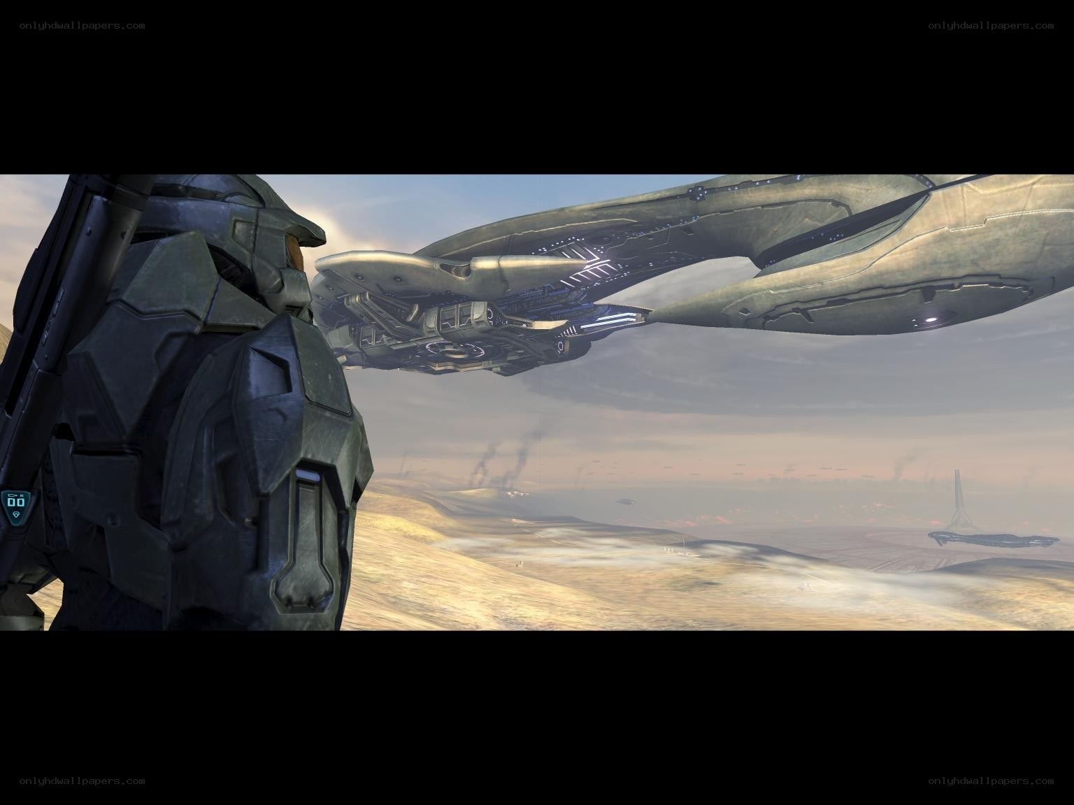 Spartan and dropship in desert