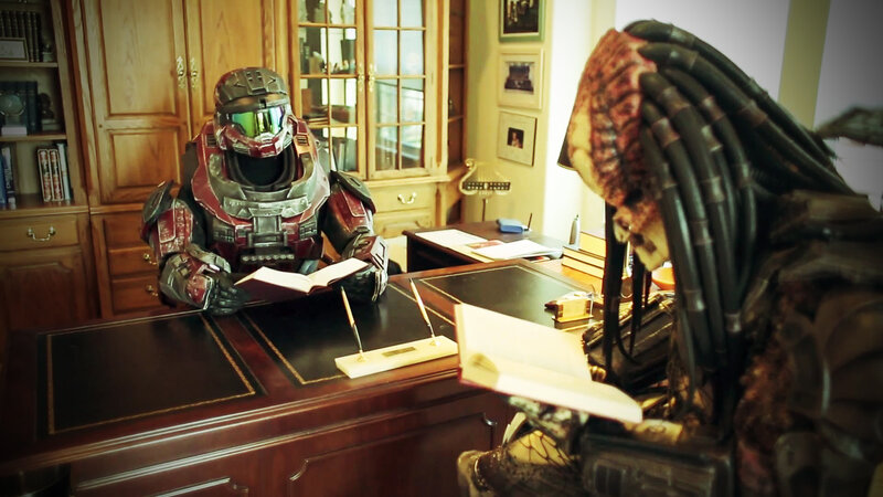 Spartan and Predator at Desk