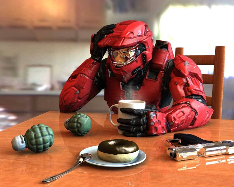 Spartan at breakfast table