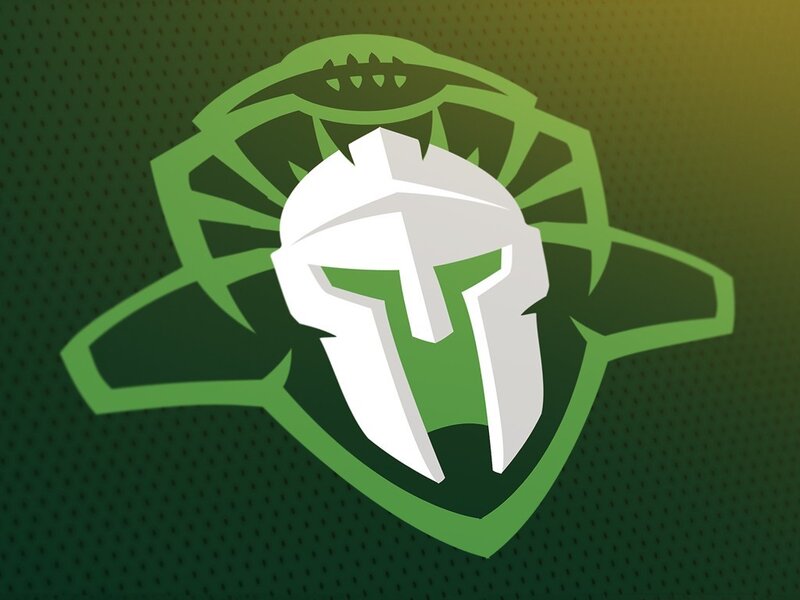 Spartan Helmet Logo — Green, Bold, Vector Art