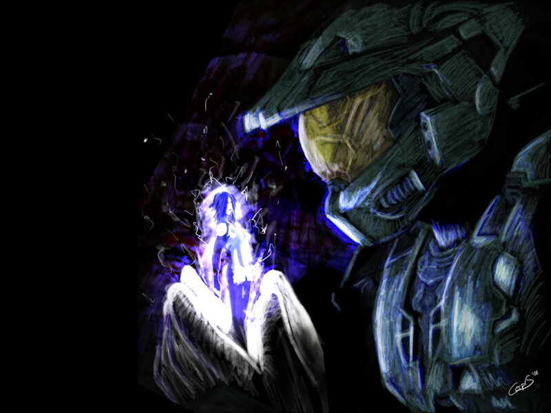 Spartan Holding Glowing Figure