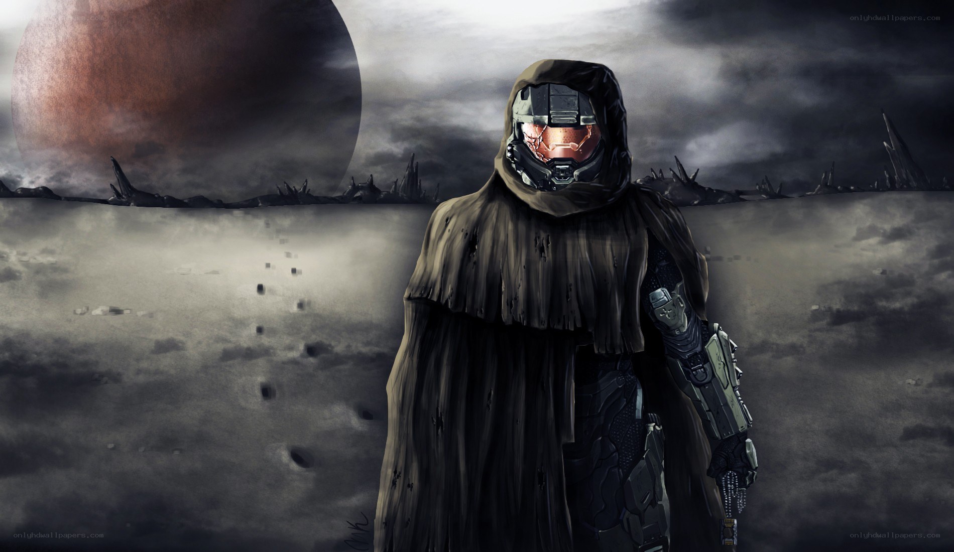 Spartan in a desolate landscape
