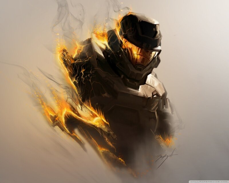 Spartan in Flames — Black, Dramatic