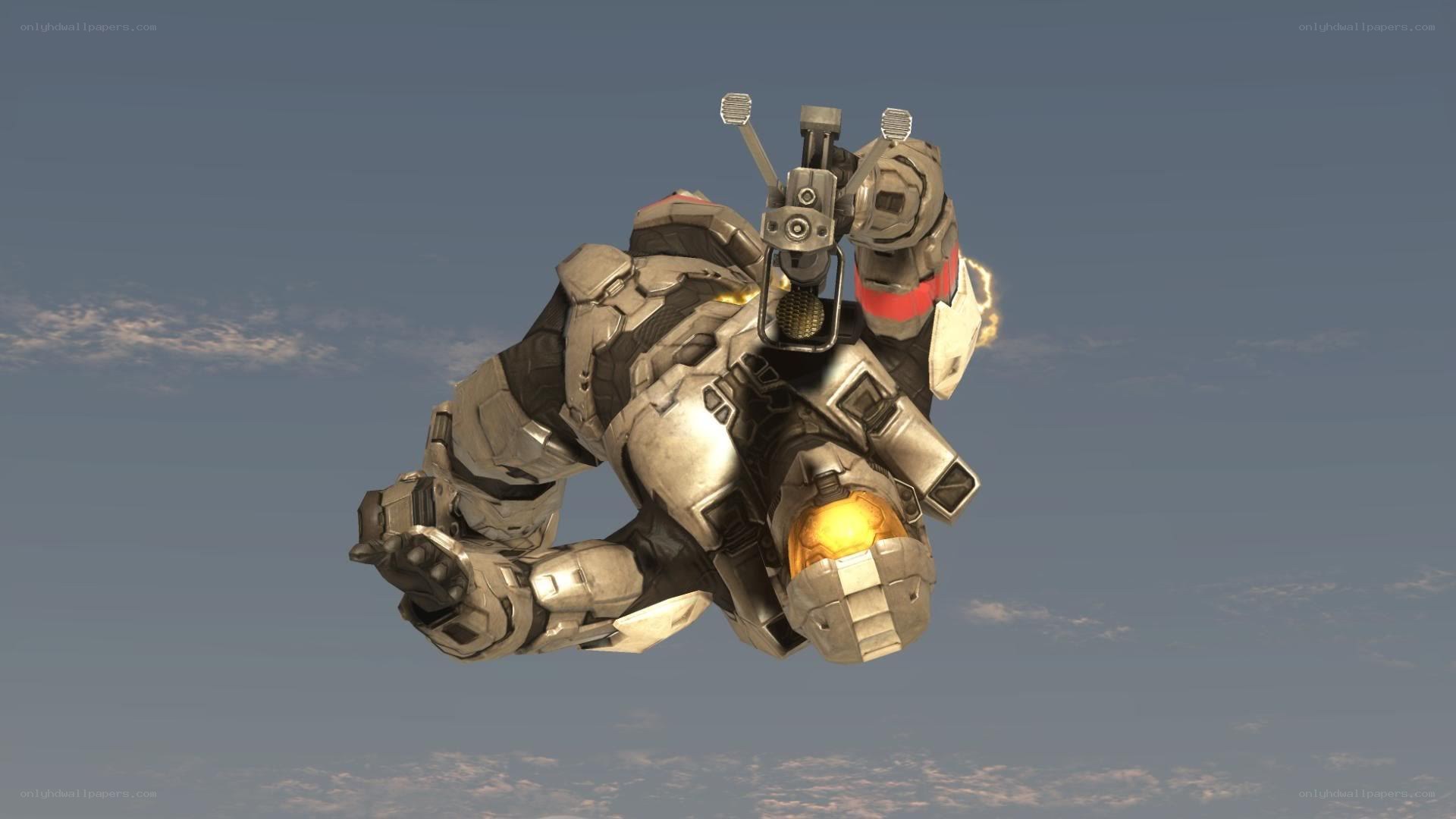 Spartan in flight with jetpack