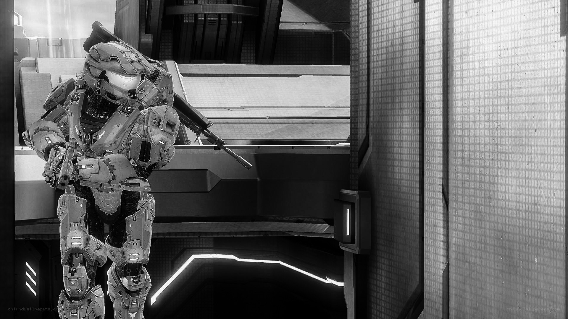 Spartan in futuristic corridor
