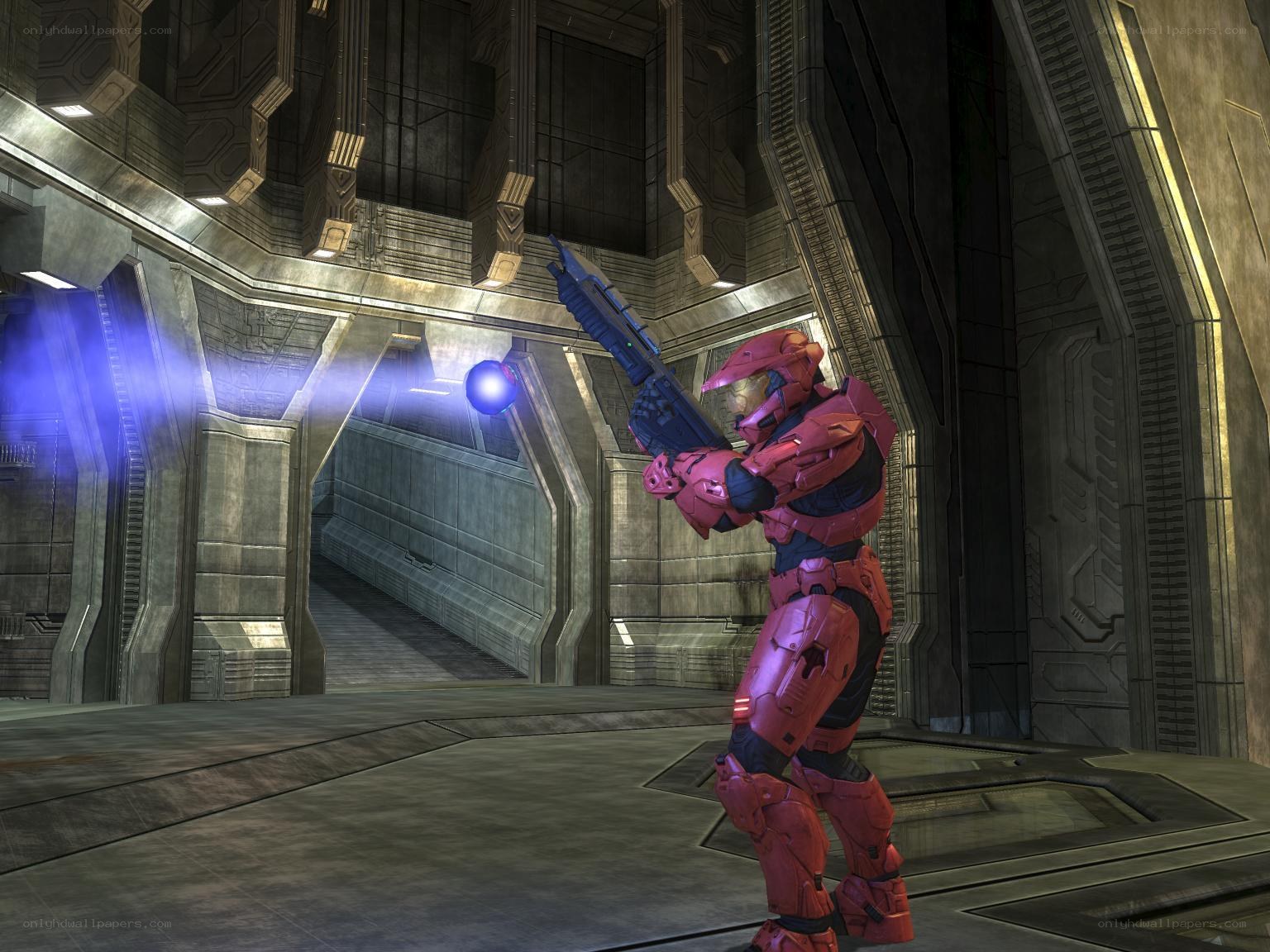 Spartan in red armor with weapon