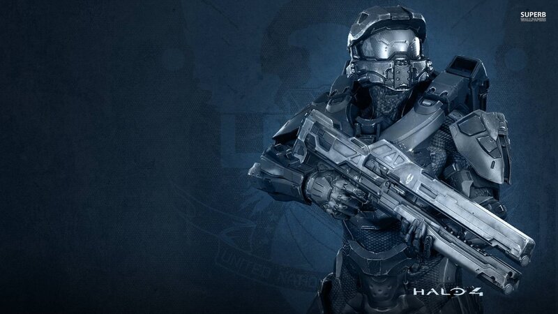 Spartan Soldier Holding Rifle — Blue, Dramatic, 3d Render, Helmet