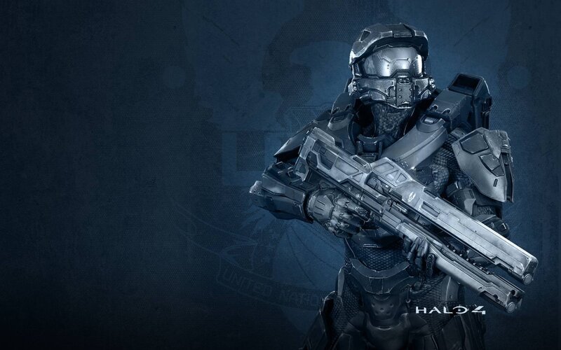 Spartan Soldier Holding Rifle — Blue, Dramatic
