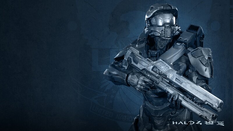 Spartan Soldier Holding Rifle — Blue